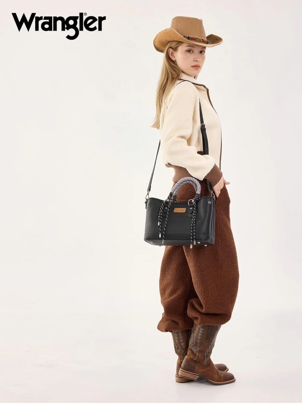 Wrangler Satchel with braided rope handles